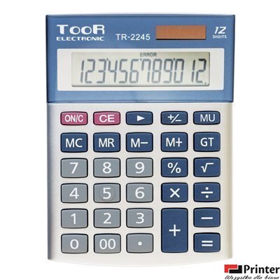 Kalkulator TOOR TR-2245, 12 pozycyjny, podwójne zasilanie 120-1424 Kalkulator TOOR TR-2245, 12 pozycyjny, podwójne zasilanie 120-1424
