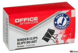 Klipy do dokumentów , 19mm, 12szt., czarne, typu OFFICE PRODUCTS 18091919-05