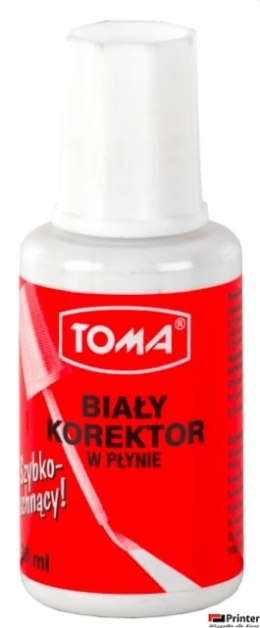 Korektor w płynie, w buteleczce z pędzelkiem 20ml biały TO-019 Toma