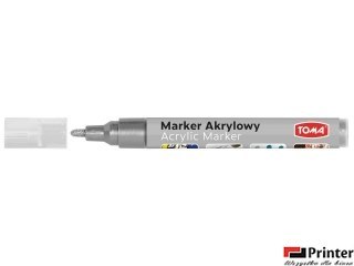 Marker akrylowy, fibrowa końcówka okrągła 2-5mm, srebrny TO-402 Toma