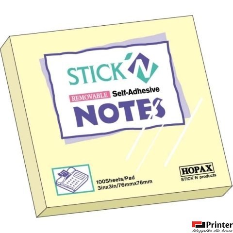 Notes samoprzylepne 76x76 żółty pastel STICK`N 100k. 21007