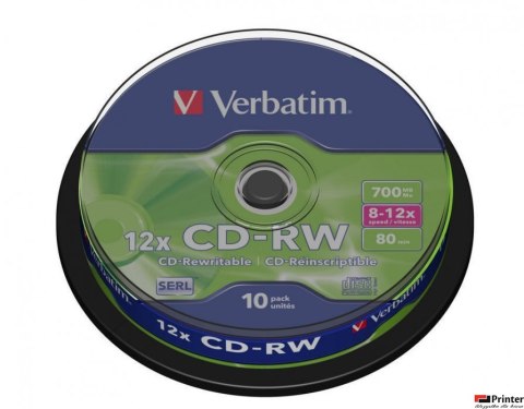 Płyta CD-RW VERBATIM CAKE(10) 700MB x12 43480 Płyta CD-RW VERBATIM CAKE(10) 700MB x12 43480