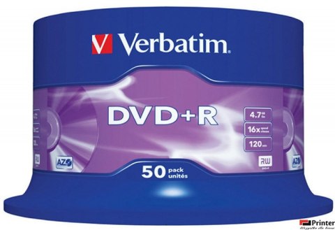 Płyta DVD+R VERBATIM CAKE (50) Matt Silver 4.7GB x16 43550 Płyta DVD+R VERBATIM CAKE (50) Matt Silver 4.7GB x16 43550