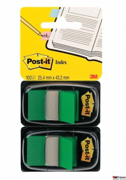 Zakładki indeksujące POST-IT_ (680-G2EU), PP, 25,4x43,2mm, 2x50 kart., zielone