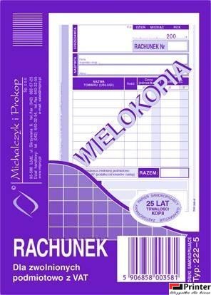 222-5 Rachunek MICHALCZYK&PROKOP A6 (pion) 80 kartek 222-5 Rachunek MICHALCZYK&PROKOP A6 (pion) 80 kartek