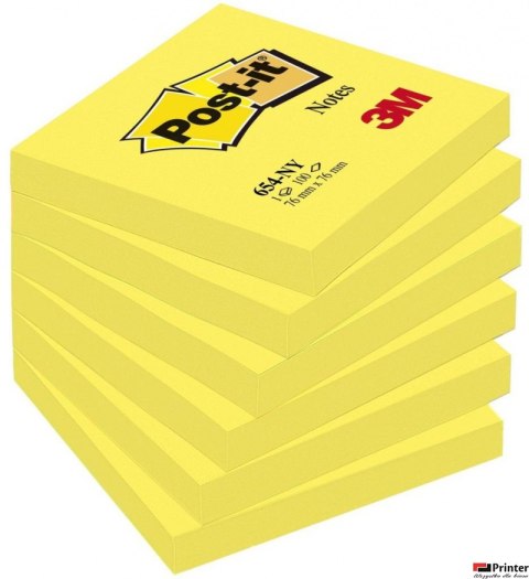 Bloczek samoprzylepny POST-IT_ (654NY), 76x76mm, 1x100 kart., jaskrawy żółty Bloczek samoprzylepny POST-IT_ (654NY), 76x76mm, 1x100 kart., jaskrawy żółty