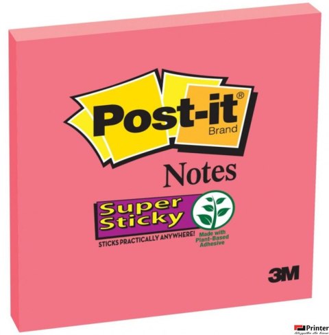 Bloczek samoprzylepny POST-IT_ Super Sticky (654-6SS-PO), 76x76mm, 1x90 kartek, różowy