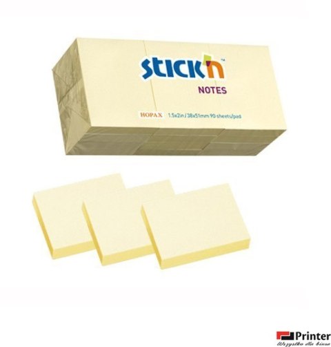 Bloczki STICKN 38x51mm żółty pastele 12bloczków x 100 kartek 21530