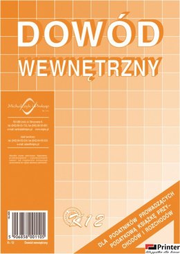 Dowód wewnętrzny dla podatników prowadzących podatkową k.p.i.r.K-12 Michalczyk i Prokop