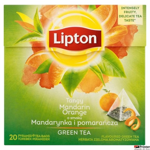 Herbata LIPTON PIRAMID GREEN TEA 20t mandarynka pomarańcza zielona Herbata LIPTON PIRAMID GREEN TEA 20t mandarynka pomarańcza zielona