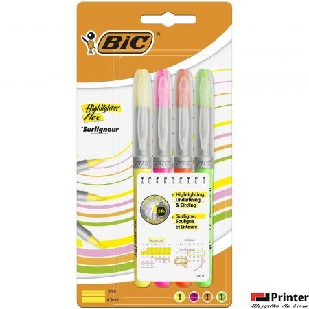 Zakreślacze BIC Highlighter Flex mix AST Etui 4szt, 950470