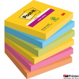 Bloczek samoprzylepny POST-IT Super Sticky,, 76x76mm, 6x90 kart., CARNIVAL