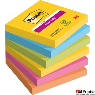 Bloczek samoprzylepny POST-IT Super Sticky,, 76x76mm, 6x90 kart., CARNIVAL