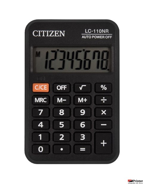 Kalkulator kieszonkowy CITIZEN LC110NR, 8-cyfrowy, 88x58mm, czarny Kalkulator kieszonkowy CITIZEN LC110NR, 8-cyfrowy, 88x58mm, czarny