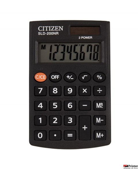 Kalkulator kieszonkowy CITIZEN SLD-200NR, 8-cyfrowy, 98x62mm, czarny Kalkulator kieszonkowy CITIZEN SLD-200NR, 8-cyfrowy, 98x62mm, czarny