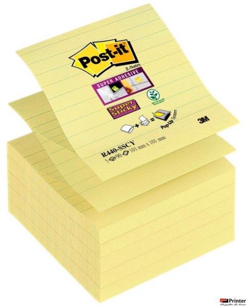 Karteczki samoprzylepne POST-IT_ Super Sticky Z-Notes XL w linię (R440-SSCY), 101x101mm, 5x90 kart., żółte Karteczki samoprzylepne POST-IT_ Super Sticky Z-Notes XL w linię (R440-SSCY), 101x101mm, 5x90 kart., żółte