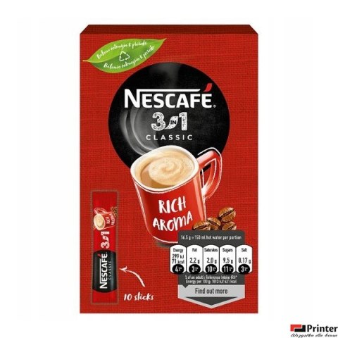 Kawa NESCAFE CLASSIC 3w1 10 x paluszek 1,65g rozpuszczalna Kawa NESCAFE CLASSIC 3w1 10 x paluszek 1,65g rozpuszczalna