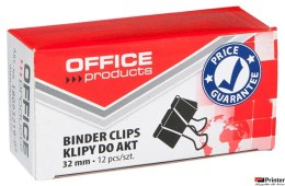 Klipy do dokumentów , 32mm, 12szt., czarne, typu OFFICE PRODUCTS 18093219-05