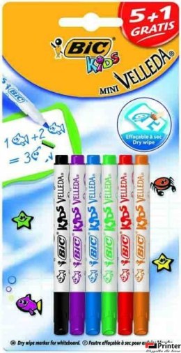 Marker suchościeralny BIC KIDS Mini Velleda Marker Suchościeralny mix Blister 6szt, 8413871