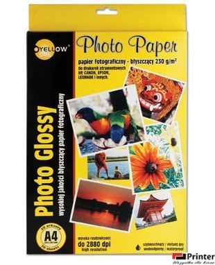 Papier fotograficzny błyszczący 4G130, 130 g/m, A4 20 arkuszy YELLOW ONE 150-1177 Papier fotograficzny błyszczący 4G130, 130 g/m, A4 20 arkuszy YELLOW ONE 150-1177