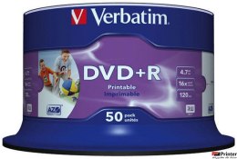 Płyta DVD+R VERBATIM 43512 16x 4,7GB (50) cake AZO Wide Inkjet Printable