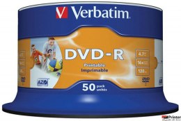 Płyta DVD-R VERBATIM CAKE (50) Printable nadruk Wide 4.7GB x16 43533