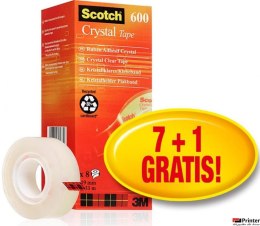 Taśma biurowa SCOTCH Crystal (6-1933R8), 19mm, 33m, 7szt., 1 rolka GRATIS