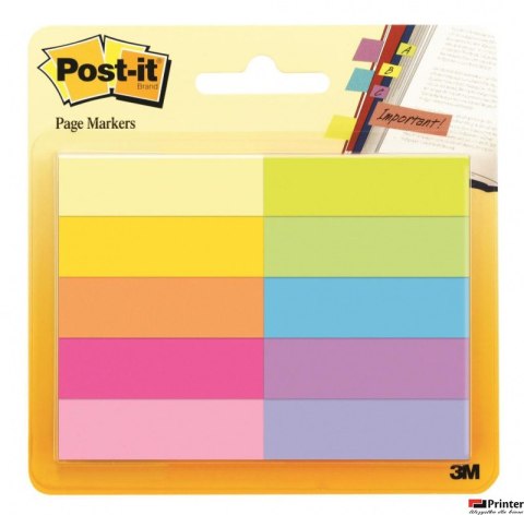 Zakładki indeksujące POST-IT_ (670-10AB), papier, 12,7x44,4mm, 10x50 kart., mix kolorów, 3M-UU011061478