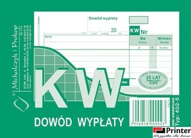 402-5 KW Dowód Wypłaty MICHALCZYK&PROKOP A6 80 kartek