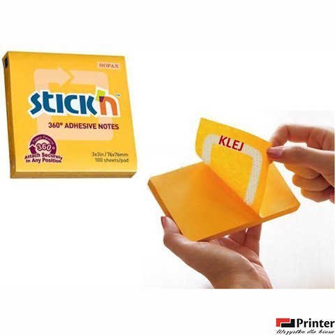 Bloczek STICKN 76x76mm 360stopni ciemnożółty 21551 Bloczek STICKN 76x76mm 360stopni ciemnożółty 21551