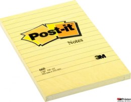 Bloczek samoprzylepny POST-IT w linię (660), 102x152mm, 1x100 kart., żółty