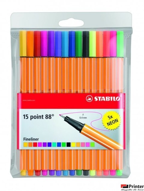 Cienkopis STABILO point 88 komplet 15szt. w tym 5 neonowych 8815-1 Cienkopis STABILO point 88 komplet 15szt. w tym 5 neonowych 8815-1