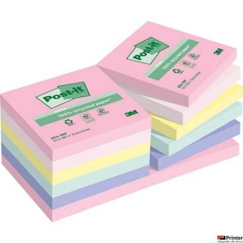 Ekologiczne karteczki samoprzylepne Post-it z certyfikatem PEFC Recycled, Pastelowe, 76x76mm, 16 bloczków po 100 kartek 654-1RPT Ekologiczne karteczki samoprzylepne Post-it z certyfikatem PEFC Recycled, Pastelowe, 76x76mm, 16 bloczków po 100 kartek 654-1RPT