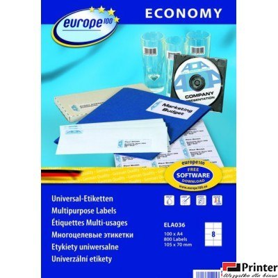 Etykiety uniwersalne białe ELA036 105 x 70 100 ark. Economy Europe10 Avery Zweckform Etykiety uniwersalne białe ELA036 105 x 70 100 ark. Economy Europe10 Avery Zweckform