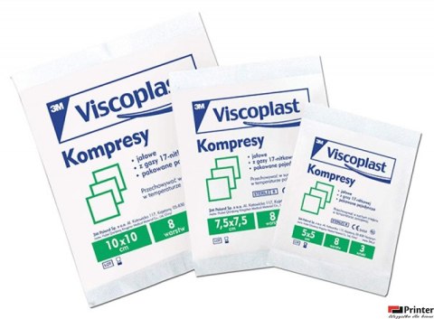 Jałowe kompresy gazowe VISCOPLAST, bawełniane, 17-nitkowe, 8 warstw 7,5x7,5cm, 3szt. Jałowe kompresy gazowe VISCOPLAST, bawełniane, 17-nitkowe, 8 warstw 7,5x7,5cm, 3szt.