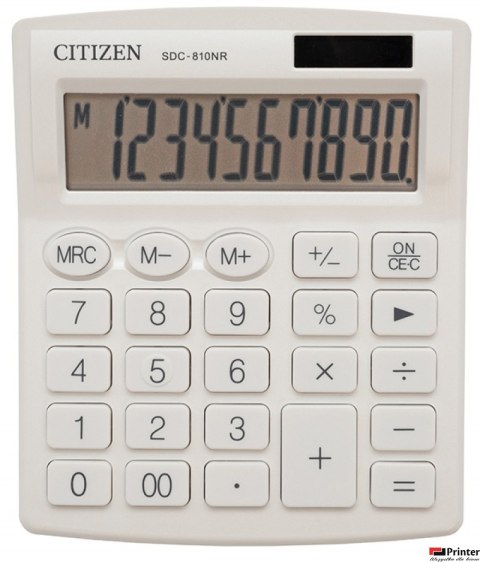 Kalkulator biurowy CITIZEN SDC-810NRWHE, 10-cyfrowy, 127x105mm, biały Kalkulator biurowy CITIZEN SDC-810NRWHE, 10-cyfrowy, 127x105mm, biały