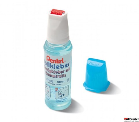 Klej w płynie z gumową rolką ER153-S 30ml błękitny PENTEL Klej w płynie z gumową rolką ER153-S 30ml błękitny PENTEL