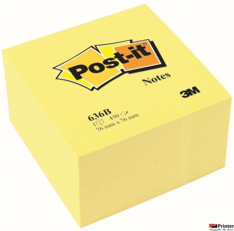 Kostka samoprzylepna POST-IT_ (636B), 76x76mm, 1x450 kart., żółta Kostka samoprzylepna POST-IT_ (636B), 76x76mm, 1x450 kart., żółta