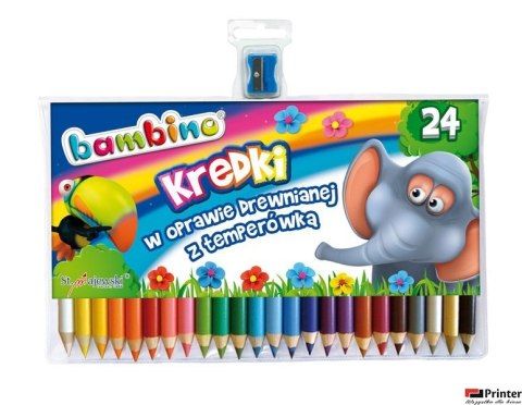 Kredki BAMBINO w drewnie 24 kolorów dł. 15cm+temperówka St.Majewski Kredki BAMBINO w drewnie 24 kolorów dł. 15cm+temperówka St.Majewski