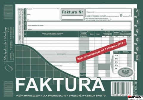 123-3E Faktura VAT A5 brutto uproszczona (poziom) MICHALCZYK i PROKOP 123-3E Faktura VAT A5 brutto uproszczona (poziom) MICHALCZYK i PROKOP