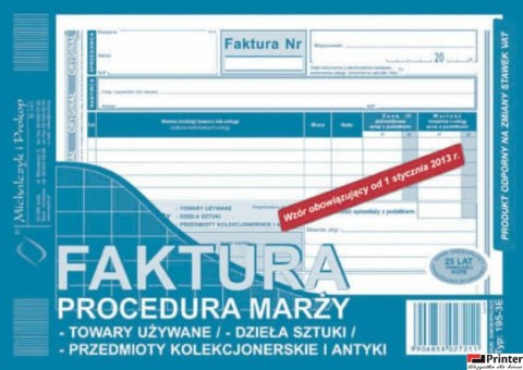 195-3E Faktura procedura marży towary używane A5 (o+1k) MICHALCZYK