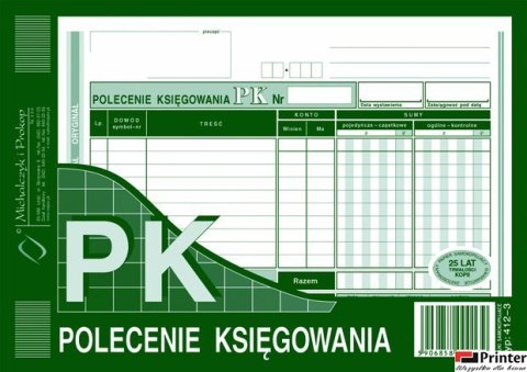 412-3 Polecenie księgowania A5(o+k) MICHALCZYK&PROKOP 80 kartek 412-3 Polecenie księgowania A5(o+k) MICHALCZYK&PROKOP 80 kartek