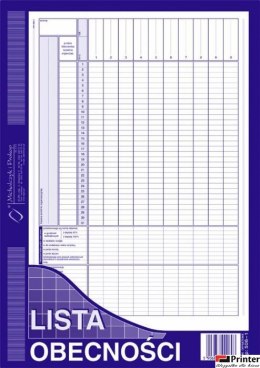 506-1 Lista obecności MICHALCZYK&PROKOP A4 40 kartek