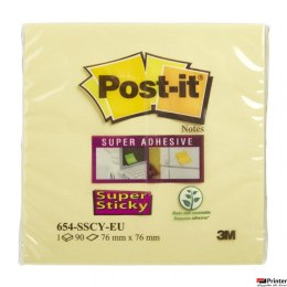 Bloczek 3M POST-IT 76x76mm żółty 90k Super Sticky (654)70005197911