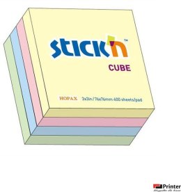 Bloczek STICKN 76x76mm 400k mix 4 kolory pastelowe 21013