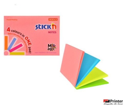 Bloczek STICKN MAGIC PAD 76x101mm neon mix kolorów 21572 Bloczek STICKN MAGIC PAD 76x101mm neon mix kolorów 21572