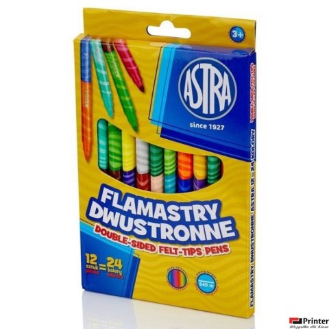 Flamastry dwustronne Astra 12 sztuk = 24 kolory, 314118001 Flamastry dwustronne Astra 12 sztuk = 24 kolory, 314118001