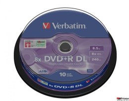 Płyta DVD+R VERBATIM DL CAKE (10) DoubleLayer 8.5GB x8 MattSil 43666