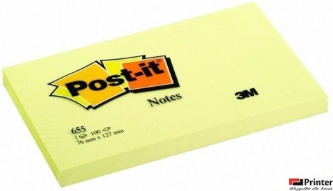 Bloczek samoprzylepny POST-IT_ (655), 127x76mm, 1x100 kart., żółty Bloczek samoprzylepny POST-IT_ (655), 127x76mm, 1x100 kart., żółty