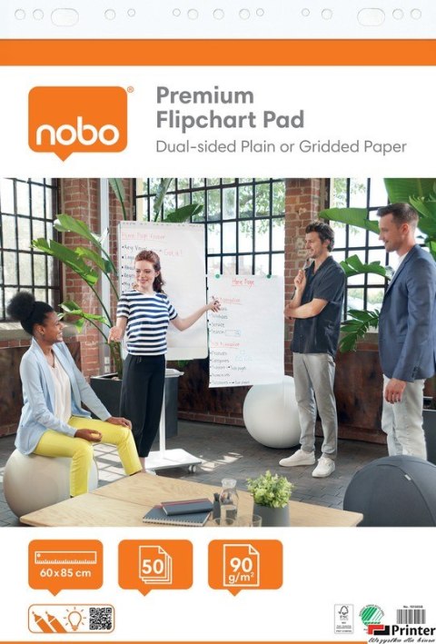 Blok Nobo Premium do flipcharta (2 szt.), 60x85cm, 50 kartek 90g.(gładkie/w kratkę) Blok Nobo Premium do flipcharta (2 szt.), 60x85cm, 50 kartek 90g.(gładkie/w kratkę)